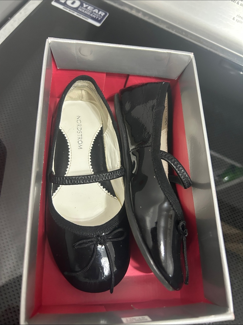 Toddler girls 9.5 9 1/2 dress shoes parent black ballet slipper flat has box